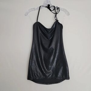 Black Shimmery Halter Slip Dress